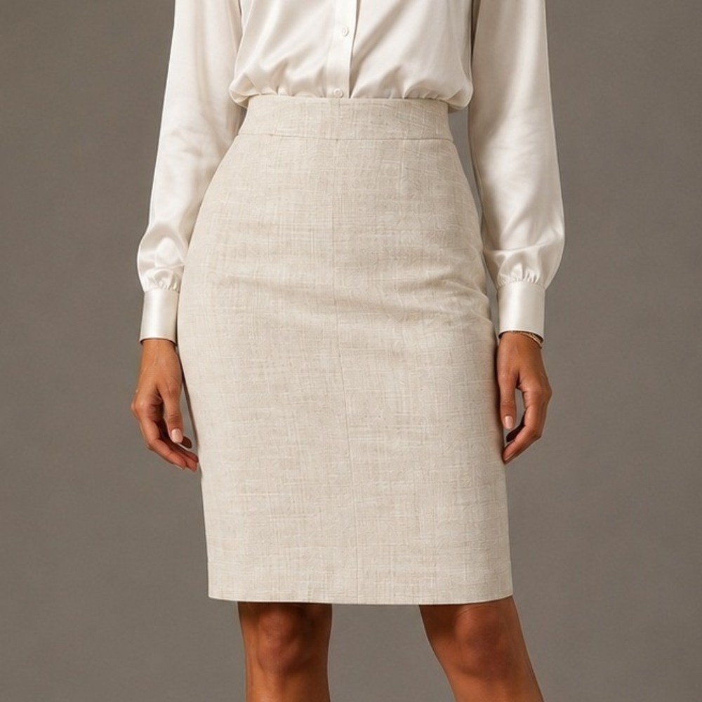 Jones New York Vintage Womens Tan Wool Pencil Skirt Office Corporate 8 NWT